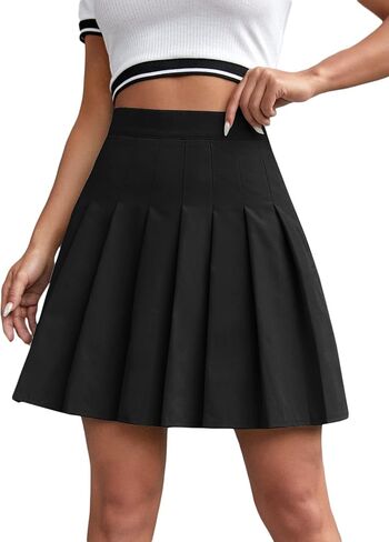 Milumia المرأة مطوي عالية مخصر تنورة قصيرة الجانب سستة ألف خط تنورة التنس in Kuwait