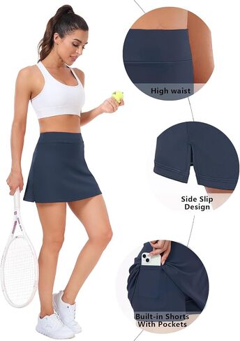 Ridshy Tennis Skirts for Women Athletic Golf Skorts Workout Running Skirt Sports Activewear with Shorts Pocket 2 Pack in Saudi Arabia