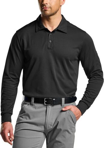 CQR Men's Polo Shirt, Long Sleeve Tactical Shirts, Outdoor UPF 50+ Pique Shirt, Dry Fit Lightweight Golf Shirts in Kuwait