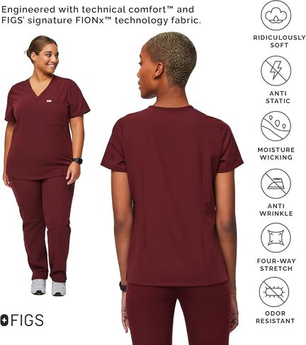 FIGS Catarina Scrub Tops for Women — Classic Fit, 1 Pocket, Four-Way Stretch, Anti-Wrinkle in Saudi Arabia