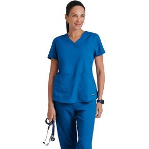 BARCO Grey's Anatomy Scrubs - Aubrey Scrub Top for Women, V-Neck, Shirring Back Super-Soft Women's Scrub Top
