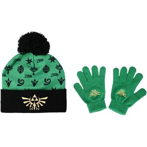 Zelda Fleece Boy's Knitted Cuff Hat with Gloves Set Multicolored in Saudi Arabia