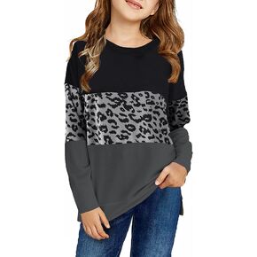 storeofbaby Girls Tops Casual Long Sleeve Shirts Loose Round Neck Tunic Blouse