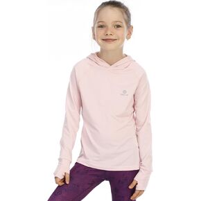 Girls Long Sleeve Shirt UPF50+ Lightweight Hoodie Thin Active Tee Workout Running Pullover Top with Thumb Hole 3-12Years