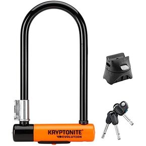 Kryptonite Evolution Mini-7 Bike U-Lock with Cable, Heavy Duty Anti-Theft Bicycle U Lock, 13mm Shackle and 10mm x4ft Length Security Cable with Mounting Bracket and Keys