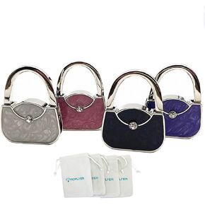 4Pcs Various Designed Purse Hanger Table Hook with Pouch (Flowers & Starry Night)¡­