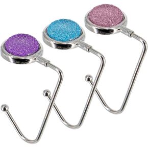 TANOSII Purse Hook Mental Clutch Holder Handbag Bling Rhinestone Hanger for Table Desk 3 Packs Black White Red in Kuwait