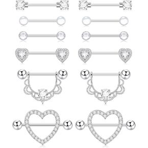 Shakalaka Surgical Steel Nipple Rings Body Piercing Jewelry for Women with Cute Heart 14g in Saudi Arabia