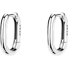 925 Sterling Silver Hoop Earrings, Hypoallergenic Small U Hoop Earrings, Minimalist Huggie Earrings for Women Teen Girls Jewelry Gifts Silver/Gold