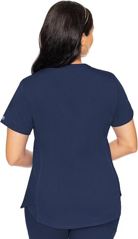 Med Couture V-Neck Scrub Top for Women with 4 Pockets, Rib-Knit Side Panel, and Shirttail Hem MC7459 in Kuwait