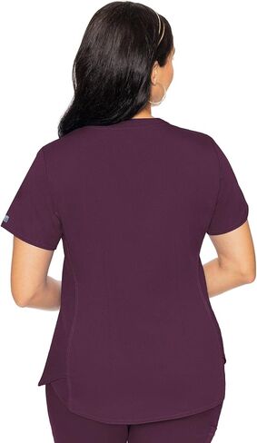 Med Couture V-Neck Scrub Top for Women with 4 Pockets, Rib-Knit Side Panel, and Shirttail Hem MC7459 in Kuwait