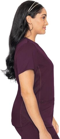 Med Couture V-Neck Scrub Top for Women with 4 Pockets, Rib-Knit Side Panel, and Shirttail Hem MC7459 in Kuwait