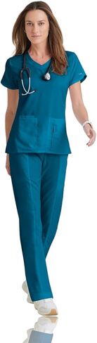 BARCO Grey's Anatomy Scrubs - بلوزة Cora Scrub للنساء، رقبة متقاطعة على شكل حرف V، سترة علوية نسائية فائقة النعومة من الخلف in Kuwait
