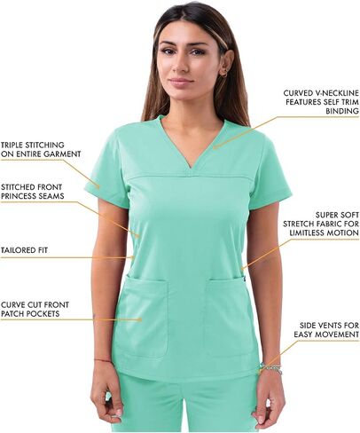 Adar Pro Scrubs للنساء - بلوزة مقشرة على شكل قلب على شكل حرف V in Kuwait