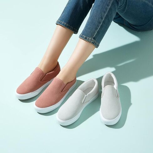 Women's Canvas Slip On Sneakers Non Slip Loafers | low top non slip on walking breathable casual comfortable fashion tennis in Saudi Arabia