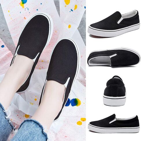 Women's Canvas Slip On Sneakers Non Slip Loafers | low top non slip on walking breathable casual comfortable fashion tennis in Kuwait