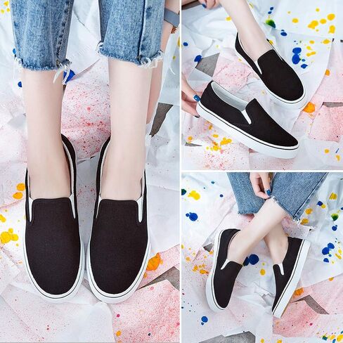 Women's Canvas Slip On Sneakers Non Slip Loafers | low top non slip on walking breathable casual comfortable fashion tennis in Kuwait