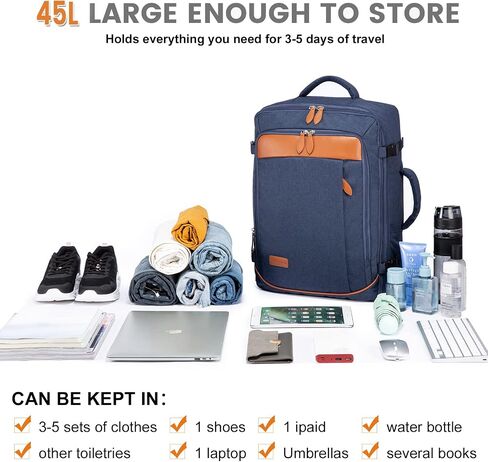 LOVEVOOK Carry on Backpack, 45L Extra Large Travel Backpack for Men & Women Airline Approved, Expandable Large Suitcase Backpacks With 4 Packing Cubes, Aer Travel Pack 3, Water Resistant Weekender Bag in Kuwait