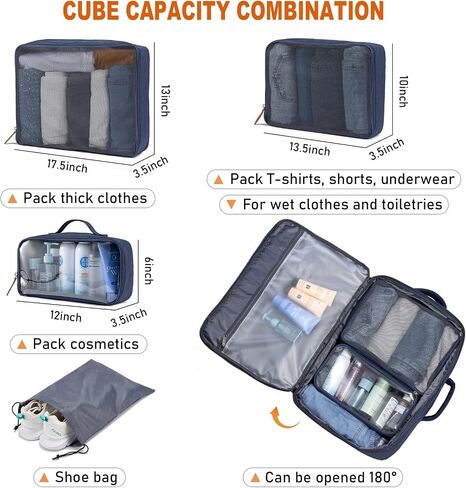 LOVEVOOK Carry on Backpack, 45L Extra Large Travel Backpack for Men & Women Airline Approved, Expandable Large Suitcase Backpacks With 4 Packing Cubes, Aer Travel Pack 3, Water Resistant Weekender Bag in Kuwait