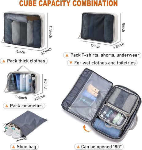 LOVEVOOK Carry on Backpack, 45L Extra Large Travel Backpack for Men & Women Airline Approved, Expandable Large Suitcase Backpacks With 4 Packing Cubes, Aer Travel Pack 3, Water Resistant Weekender Bag in Kuwait