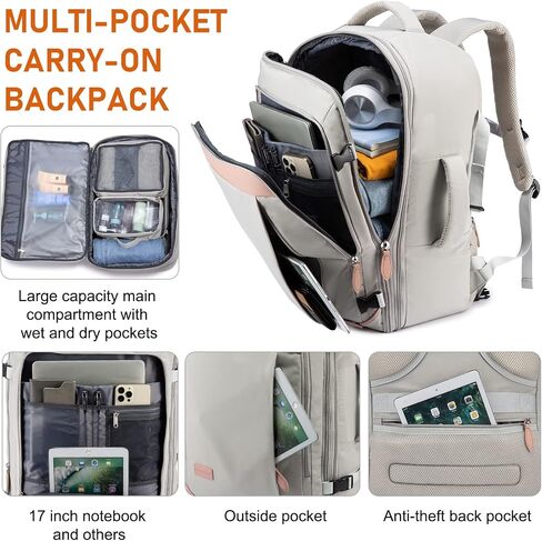 LOVEVOOK Carry on Backpack, 45L Extra Large Travel Backpack for Men & Women Airline Approved, Expandable Large Suitcase Backpacks With 4 Packing Cubes, Aer Travel Pack 3, Water Resistant Weekender Bag in Kuwait