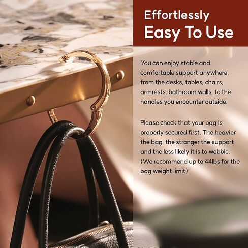 علاقة خطاف محفظة iHELIA للطاولة (حديثة) - حامل حقيبة ممتاز مع سوار مريح بتصميم بيضاوي (ذهبي وردي) in Kuwait