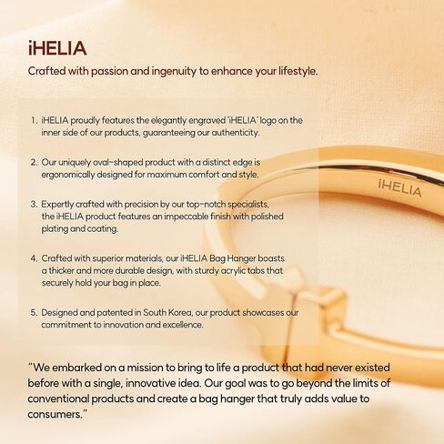 علاقة خطاف محفظة iHELIA للطاولة (حديثة) - حامل حقيبة ممتاز مع سوار مريح بتصميم بيضاوي (ذهبي وردي) in Kuwait