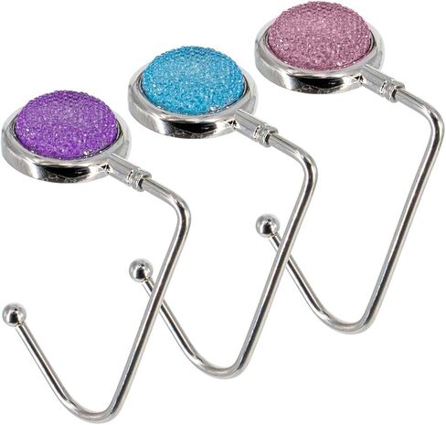 TANOSII Purse Hook Mental Clutch Holder Handbag Bling Rhinestone Hanger for Table Desk 3 Packs Black White Red in Kuwait