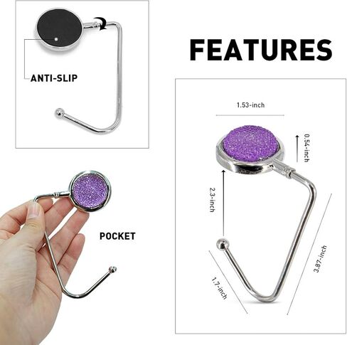 TANOSII Purse Hook Mental Clutch Holder Handbag Bling Rhinestone Hanger for Table Desk 3 Packs Black White Red in Kuwait