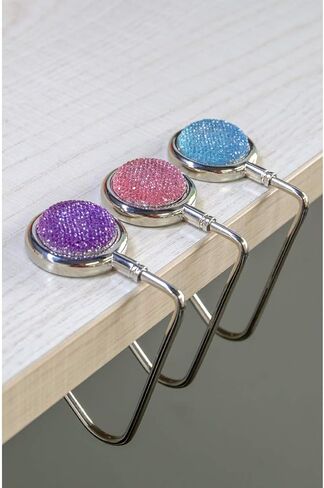 TANOSII Purse Hook Mental Clutch Holder Handbag Bling Rhinestone Hanger for Table Desk 3 Packs Black White Red in Kuwait