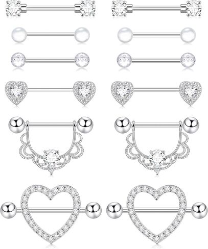 Shakalaka Surgical Steel Nipple Rings Body Piercing Jewelry for Women with Cute Heart 14g in Saudi Arabia