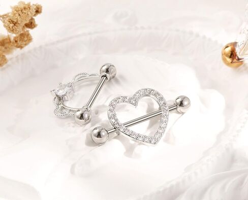 Shakalaka Surgical Steel Nipple Rings Body Piercing Jewelry for Women with Cute Heart 14g in Saudi Arabia