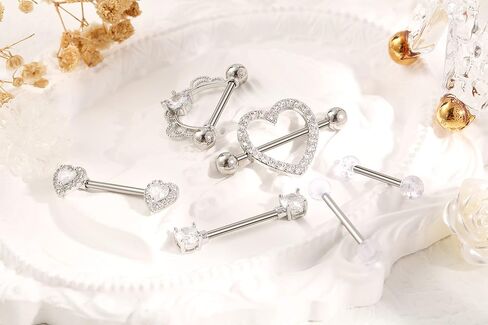 Shakalaka Surgical Steel Nipple Rings Body Piercing Jewelry for Women with Cute Heart 14g in Saudi Arabia