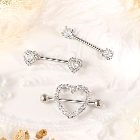 Shakalaka Surgical Steel Nipple Rings Body Piercing Jewelry for Women with Cute Heart 14g in Saudi Arabia