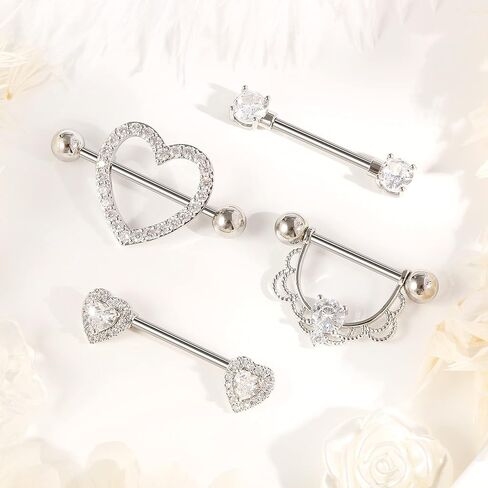 Shakalaka Surgical Steel Nipple Rings Body Piercing Jewelry for Women with Cute Heart 14g in Saudi Arabia