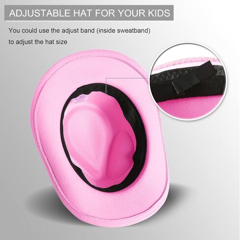 قبعة Jastore Kids Girls Boys Western Cowboy Cowgirl مع قبعة فيدورا من اللباد بحزام إبزيم in Kuwait