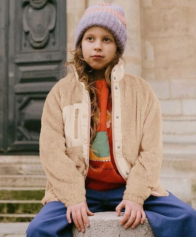 سترة صوفية خفيفة الوزن للفتيات من Geckatte بأزرار لأعلى معطف شيربا ناعم للخروج مع جيوب للربيع والشتاء 5-14 سنة in Kuwait