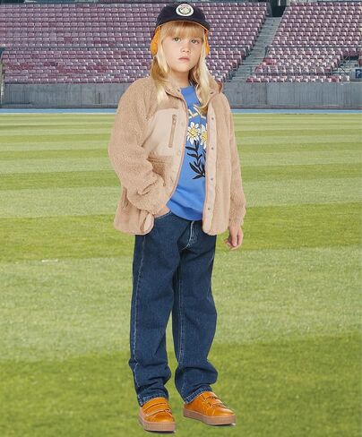 سترة صوفية خفيفة الوزن للفتيات من Geckatte بأزرار لأعلى معطف شيربا ناعم للخروج مع جيوب للربيع والشتاء 5-14 سنة in Kuwait