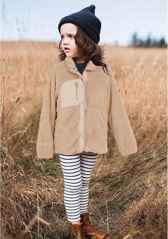 سترة صوفية خفيفة الوزن للفتيات من Geckatte بأزرار لأعلى معطف شيربا ناعم للخروج مع جيوب للربيع والشتاء 5-14 سنة in Kuwait