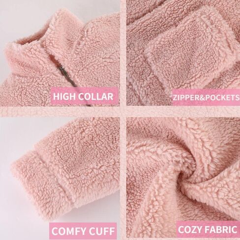 الفتيات سترة الصوف الدافئة زمم فو شيرلينغ ملابس خارجية مكتنزة الاطفال معطف الشتاء 4-16 T in Kuwait