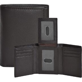 Real Leather Trifold Wallet for Men - RFID Wallets Slim 9 Credit Card Holder 2 ID Compartment Gift For Men