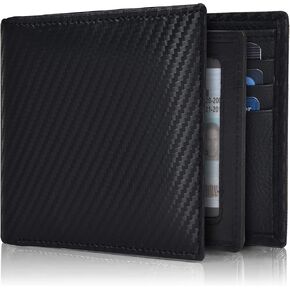Real Leather Bifold Wallet for Men - Wallets with 9 Credit Cards 1 ID Window Slim Minimalist Front Pocket Billfold