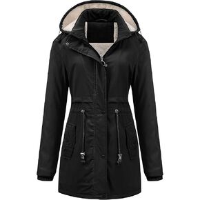 Chrisuno Women's Mid-Length Parka Winter Outerwear Jacket Soft Fleece Warm Snow Coat