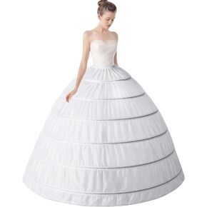 Mojonnie 6-Hoops Hoop Skirt Crinoline Petticoat for Wedding Dress Crinoline Underskirt Ball Gown Petticoat for Women Hoopless