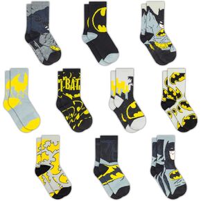DC Comics Socks for Boys, 10-Pack Boys Socks, Toddler Socks with The Batman, Superman, Wonder Woman, & Flash