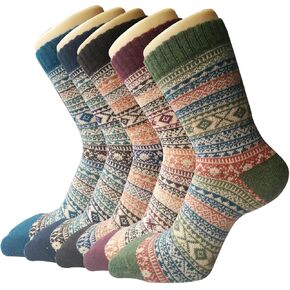 Senker Fashion Womens Wool Socks, Stocking Stuffers Gifts for Women Men Warm Soft Crew Boot Sock for Winter Hiking in Kuwait