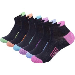 JOYNÉE Womens Ankle Athletic Low Cut Tab Socks Cushioned Running Sports 6 Pack