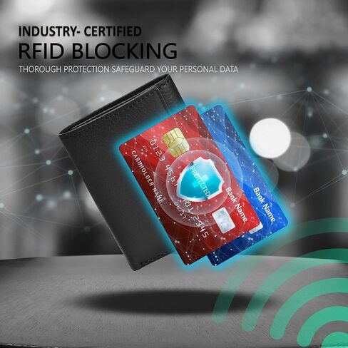 محفظة جلدية ثلاثية الطي للرجال - محافظ RFID رفيعة 9 حامل لبطاقات الائتمان و2 مقصورة لبطاقة الهوية هدية للرجال in Kuwait