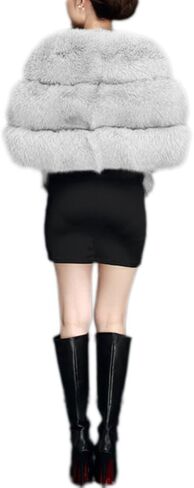 عباءة Amore Bridal النسائية الفاخرة للحفلات من فرو الثعلب الصناعي شال طويل للشتاء in Kuwait