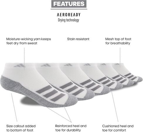adidas Kids-Boy's/Girl's Cushioned Angle Stripe Low Cut Socks (6-Pair) in Saudi Arabia